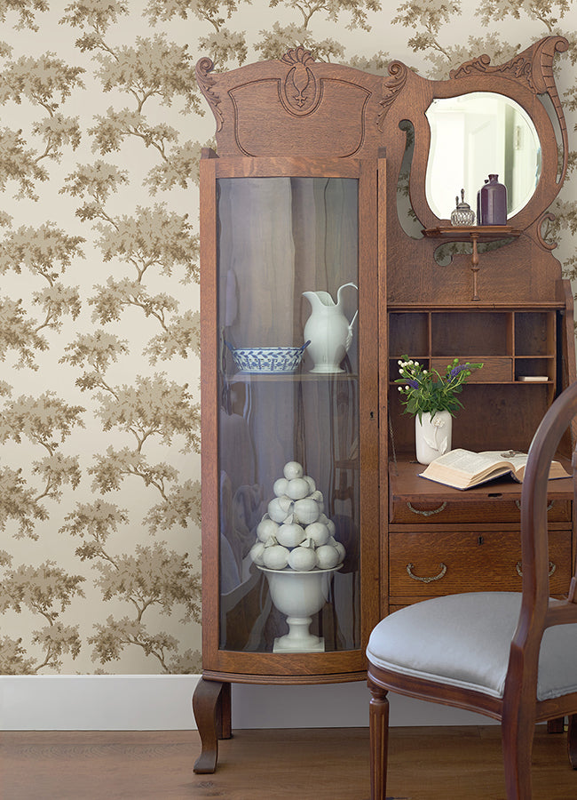 Taupe Alder Peel and Stick Wallpaper - Brewster Wallcovering