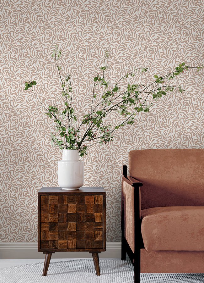 Terracotta Wisley Peel and Stick Wallpaper - Brewster Wallcovering