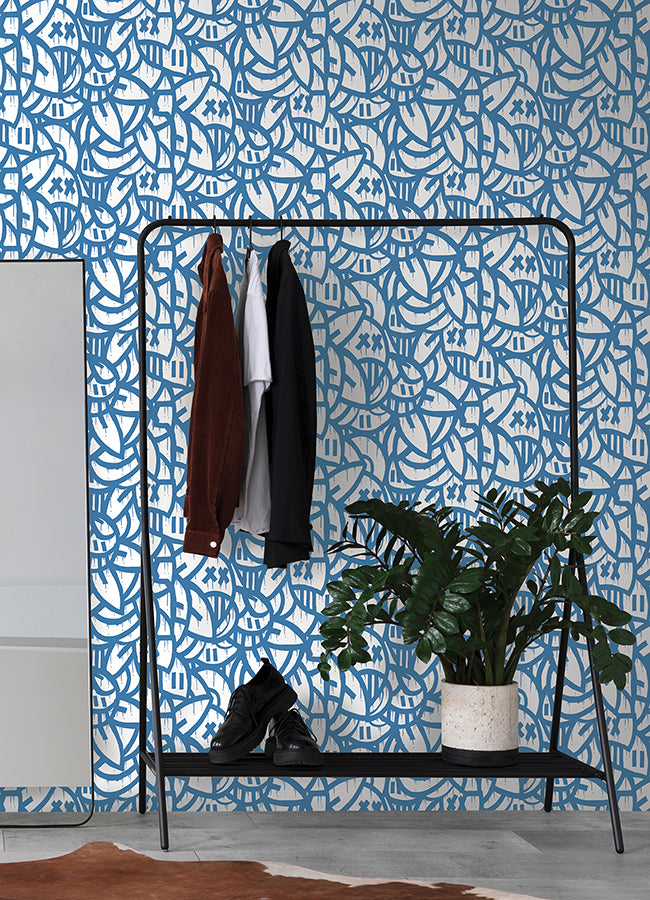 Blue Bold Arrangements Peel and Stick Wallpaper  | Brewster Wallcovering - The WorkRm