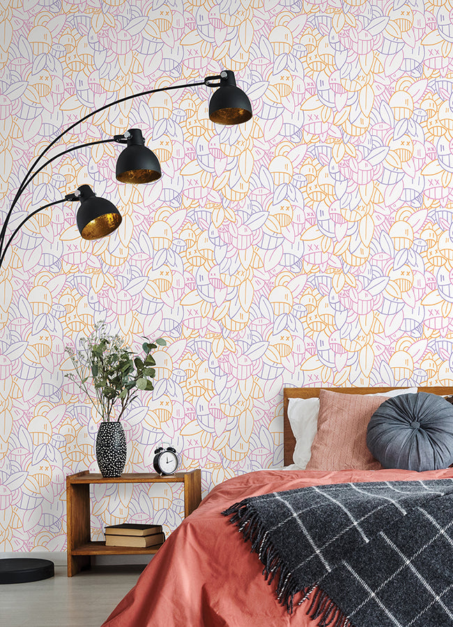 Multi Warm Floral Sequence Peel and Stick Wallpaper  | Brewster Wallcovering