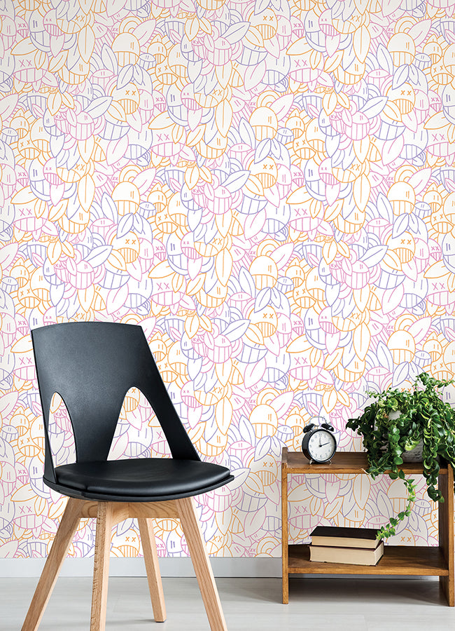 Multi Warm Floral Sequence Peel and Stick Wallpaper  | Brewster Wallcovering
