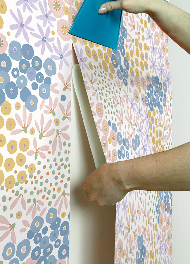 Floral Bunch Multi Bright Peel and Stick Wallpaper - Brewster Wallcovering