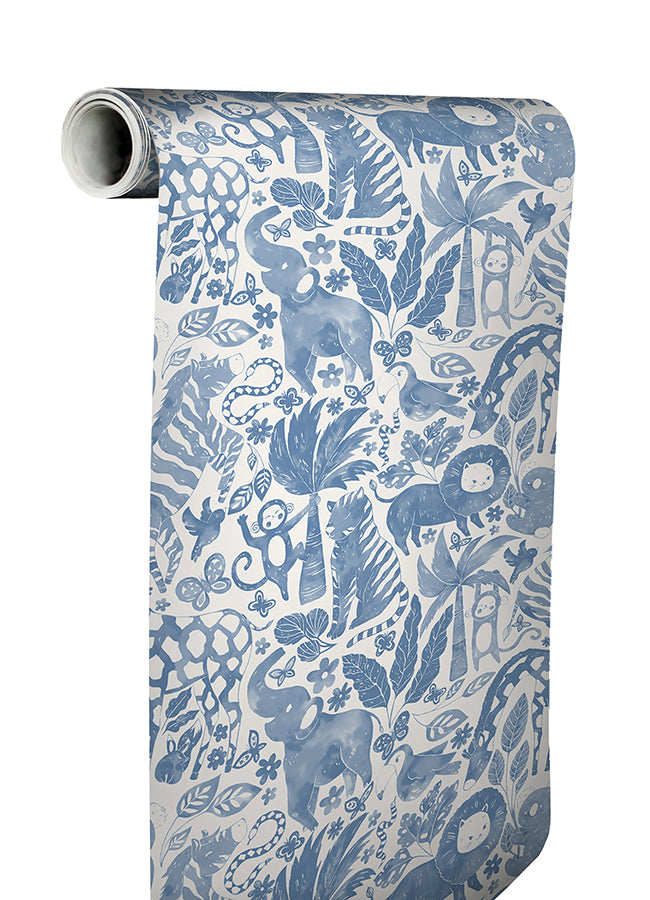 Sweet Safari Blue Peel and Stick Wallpaper  | Brewster Wallcovering - The WorkRm