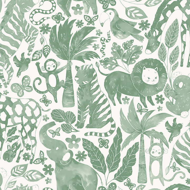 Picture of Sweet Safari Green Peel and Stick Wallpaper