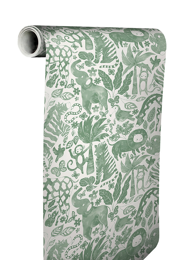 Sweet Safari Green Peel and Stick Wallpaper  | Brewster Wallcovering - The WorkRm