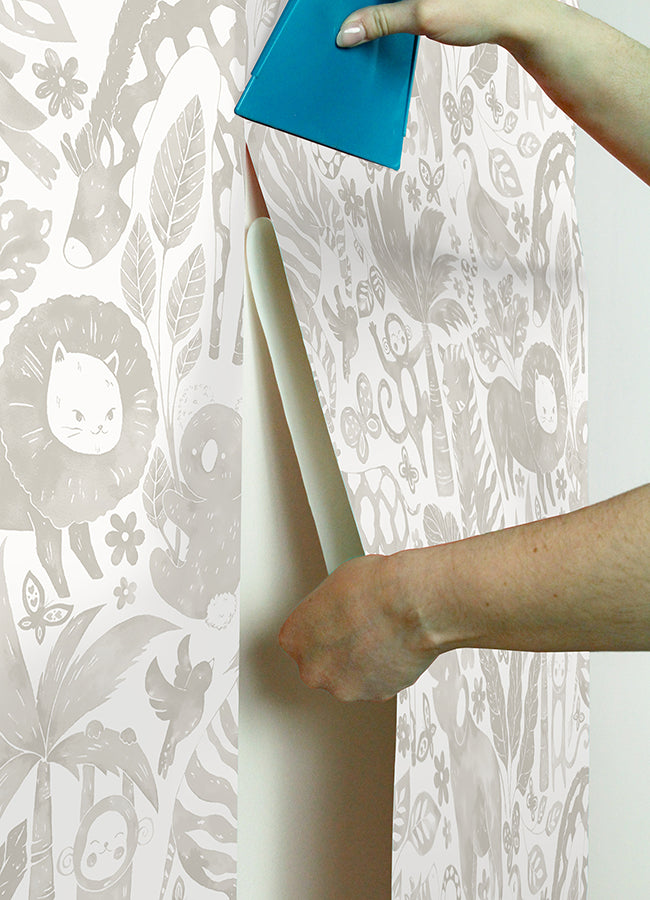 Sweet Safari Taupe Peel and Stick Wallpaper  | Brewster Wallcovering - The WorkRm