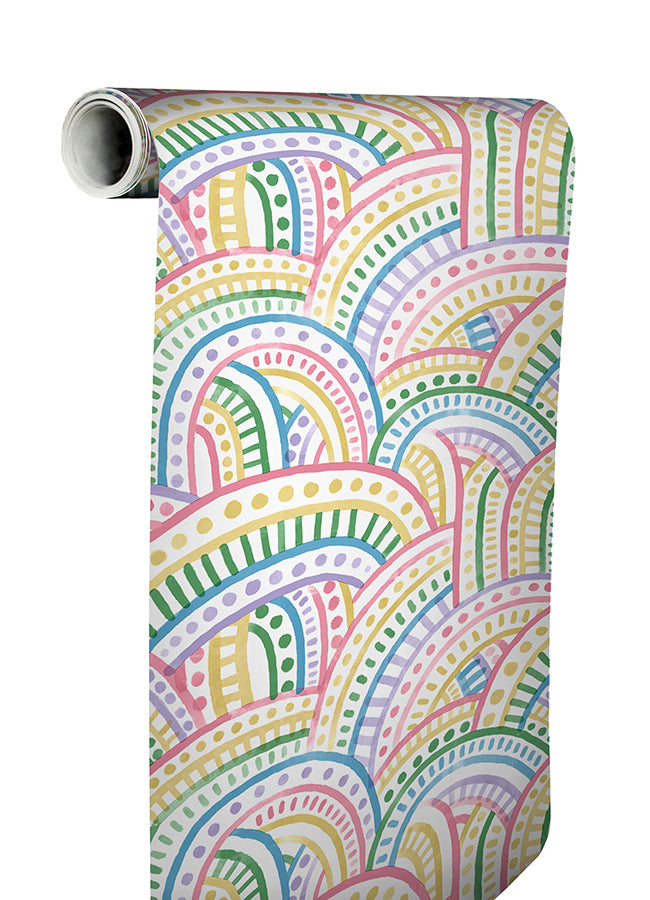 Retro Rainbow Multi Bright Peel and Stick Wallpaper - Brewster Wallcovering