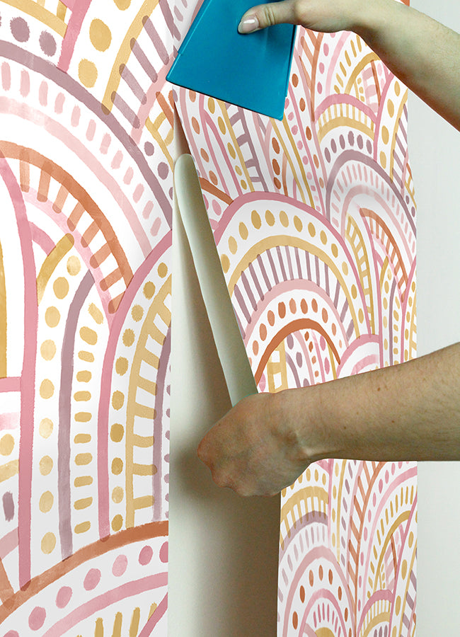 Retro Rainbow Multi Warm Peel and Stick Wallpaper  | Brewster Wallcovering