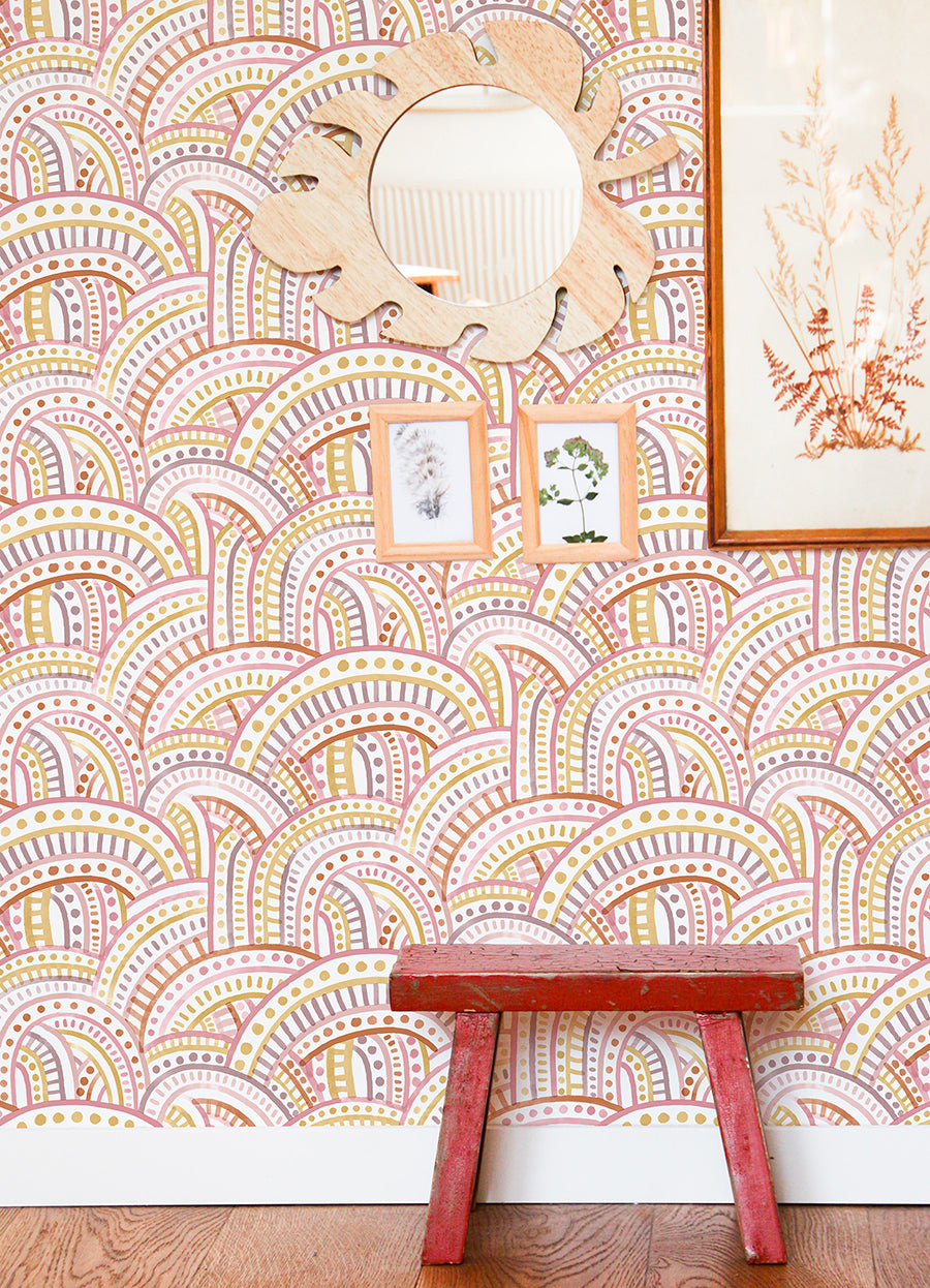 Retro Rainbow Multi Warm Peel and Stick Wallpaper  | Brewster Wallcovering