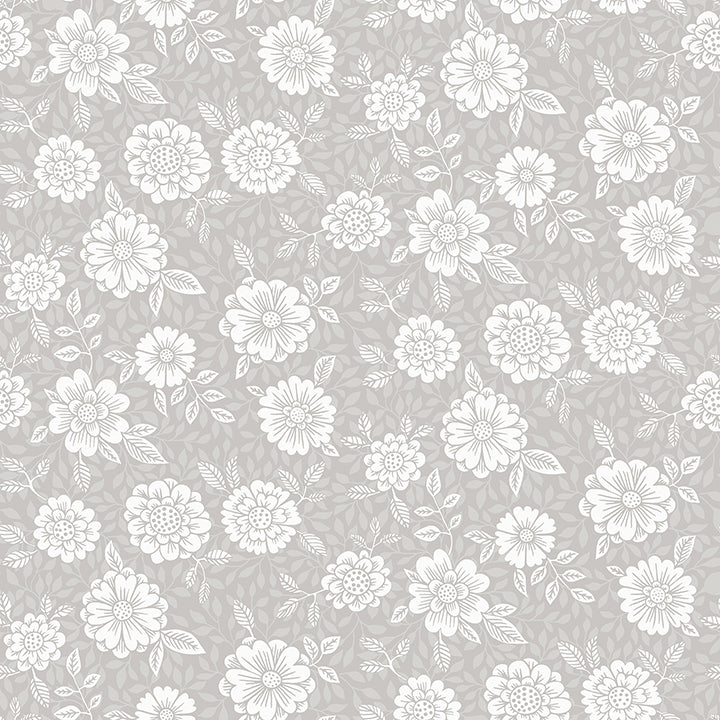 Picture of Lizette Grey Charming Floral Wallpaper