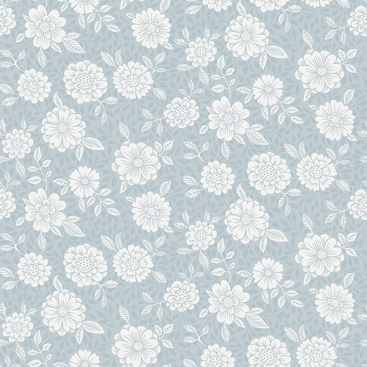 Picture of Lizette Light Blue Charming Floral Wallpaper