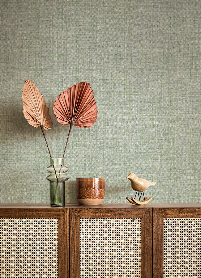 Lanister Green Texture Wallpaper - Brewster Wallcovering