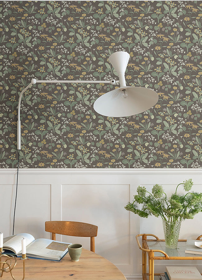 Magdalena Charcoal Dandelion Wallpaper  | Brewster Wallcovering - The WorkRm