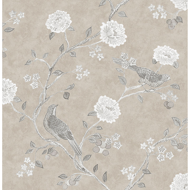 Picture of Wellesley Taupe Chinoiserie Wallpaper By Erin Gates