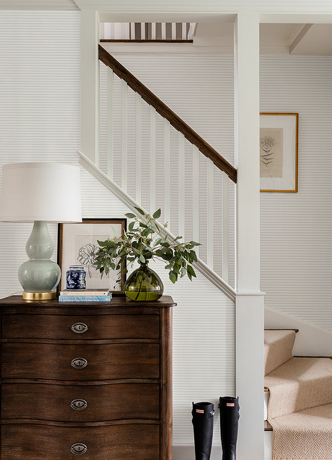 Oliver Taupe Simple Stripe Wallpaper  | Brewster Wallcovering - The WorkRm