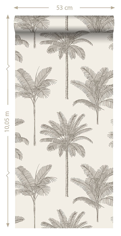 Taj Beige Palm Trees Wallpaper  | Brewster Wallcovering