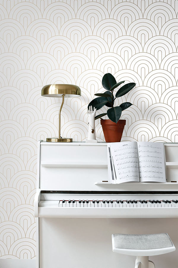 Lalique White Art Deco Motif Wallpaper  | Brewster Wallcovering - The WorkRm