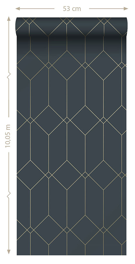 Trilliant Dark Blue Art Deco Motif Wallpaper  | Brewster Wallcovering - The WorkRm