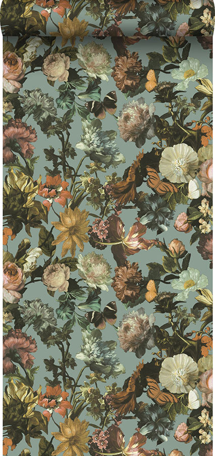 Zarinda Light Blue Flowers Wallpaper - Brewster Wallcovering