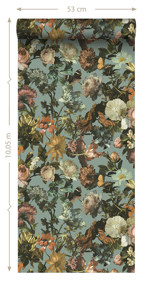 Zarinda Light Blue Flowers Wallpaper  | Brewster Wallcovering - The WorkRm