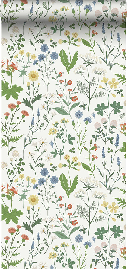 Fiore Green Wildflowers Wallpaper - Brewster Wallcovering