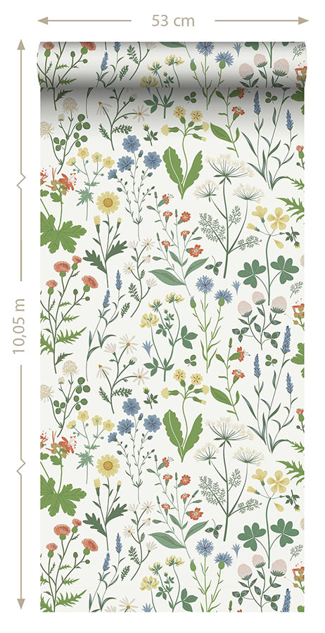 Fiore Green Wildflowers Wallpaper  | Brewster Wallcovering - The WorkRm