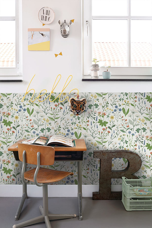 Fiore Green Wildflowers Wallpaper  | Brewster Wallcovering - The WorkRm