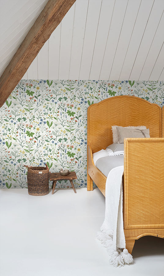 Fiore Green Wildflowers Wallpaper - Brewster Wallcovering