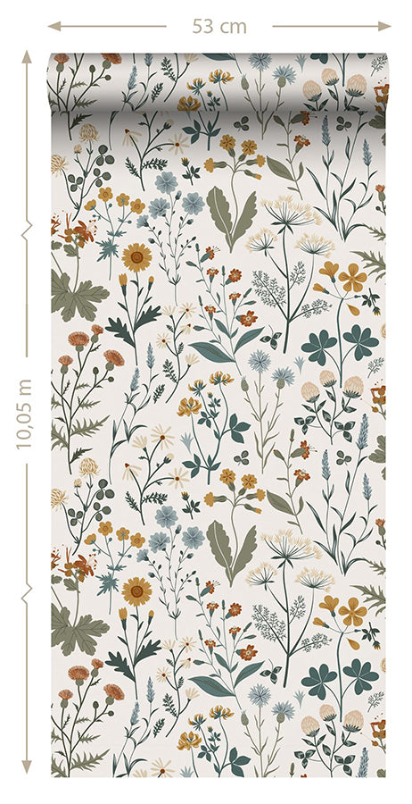 Fiore Blue Wildflowers Wallpaper - Brewster Wallcovering