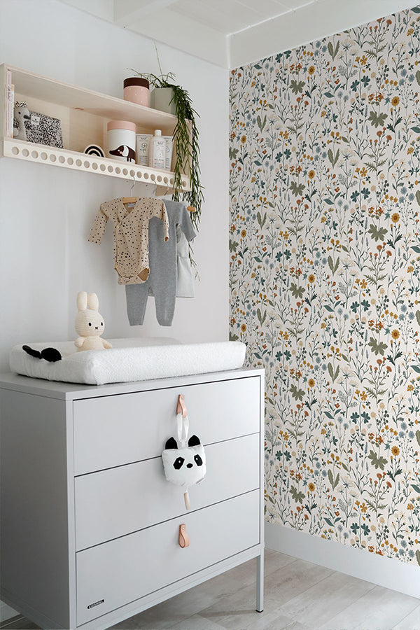 Fiore Blue Wildflowers Wallpaper  | Brewster Wallcovering - The WorkRm