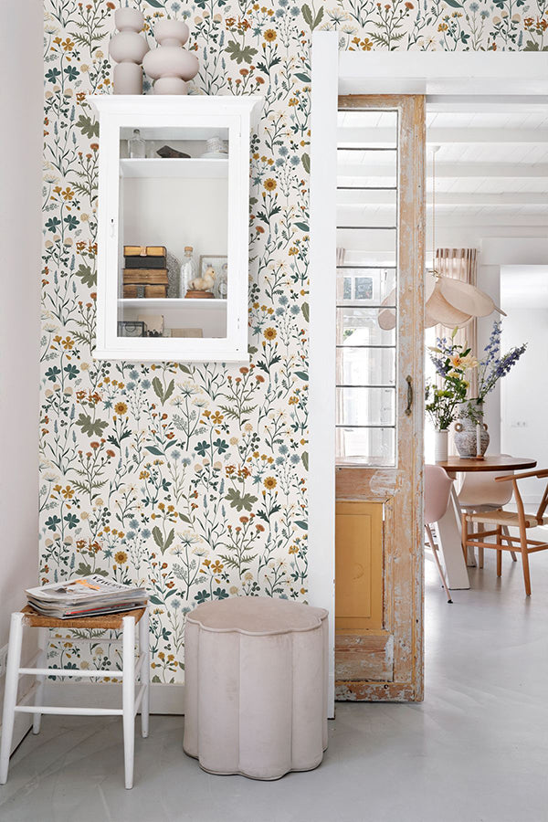 Fiore Blue Wildflowers Wallpaper  | Brewster Wallcovering - The WorkRm