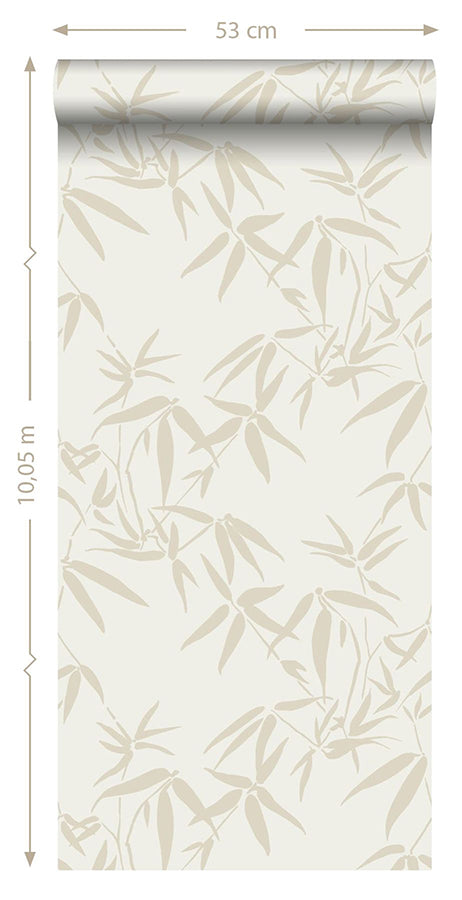 Guadua Beige Bamboo Leaves Wallpaper - Brewster Wallcovering