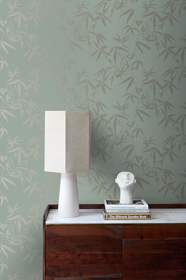 Guadua Green Bamboo Leaves Wallpaper - Brewster Wallcovering