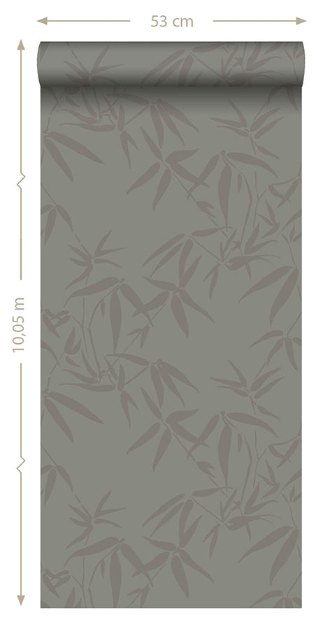 Guadua Grey Bamboo Leaves Wallpaper - Brewster Wallcovering