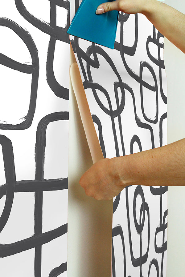 Black Niko Peel and Stick Wallpaper  | Brewster Wallcovering