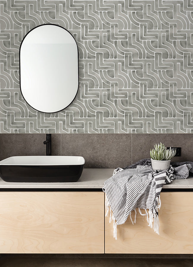 Grey Blythe Peel and Stick Wallpaper - Brewster Wallcovering