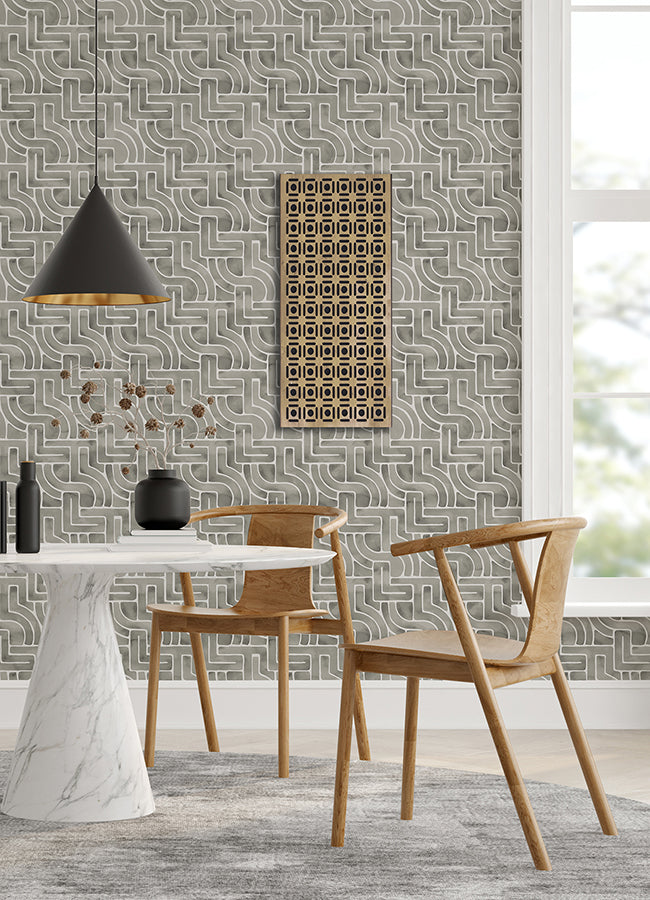 Grey Blythe Peel and Stick Wallpaper - Brewster Wallcovering