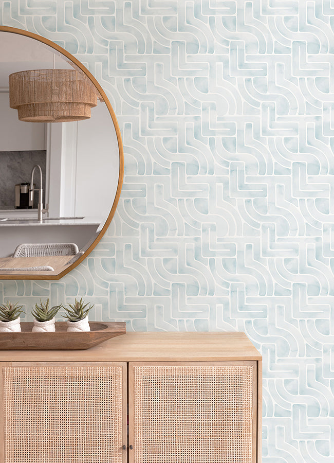 Blue Blythe Peel and Stick Wallpaper  | Brewster Wallcovering - The WorkRm