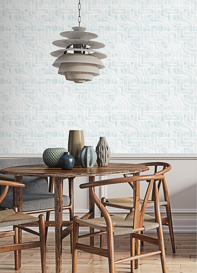 Blue Blythe Peel and Stick Wallpaper - Brewster Wallcovering