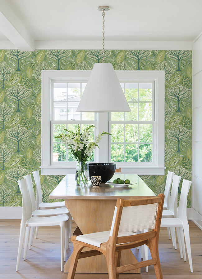 Kiah Green Forest Wallpaper  | Brewster Wallcovering - The WorkRm