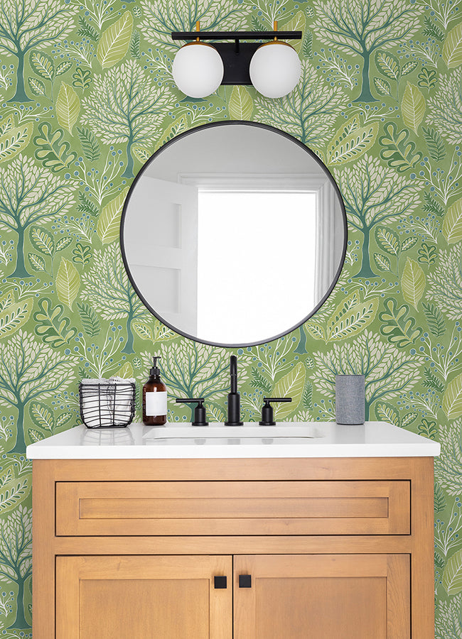 Kiah Green Forest Wallpaper  | Brewster Wallcovering - The WorkRm