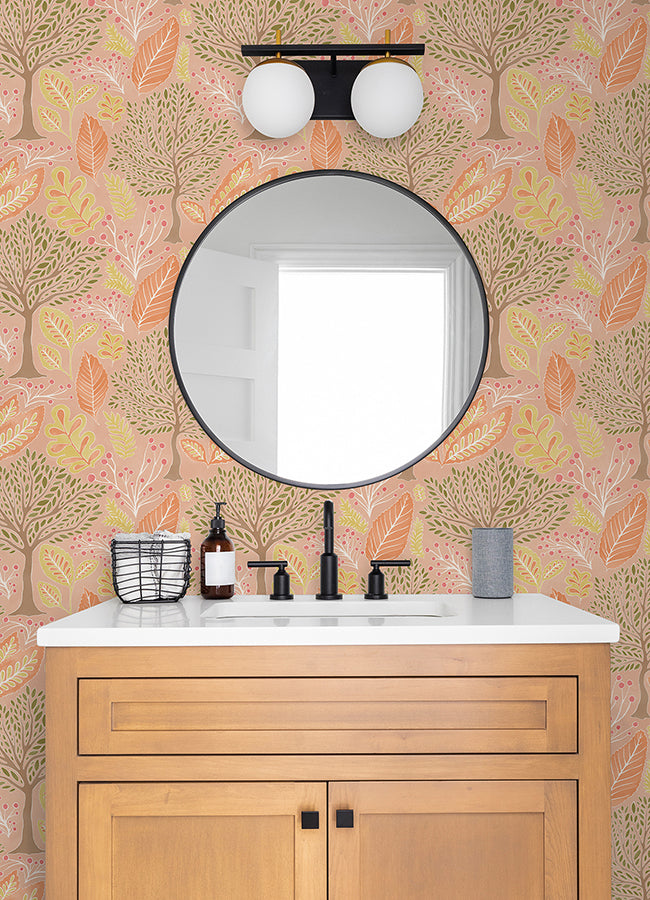 Kiah Blush Forest Wallpaper  | Brewster Wallcovering - The WorkRm