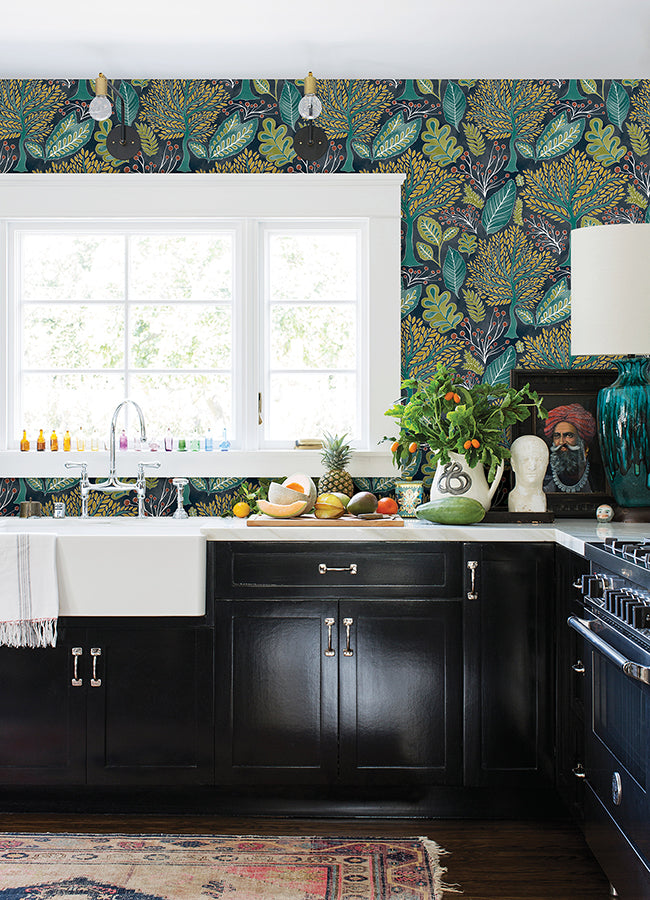 Kiah Blue Forest Wallpaper  | Brewster Wallcovering - The WorkRm