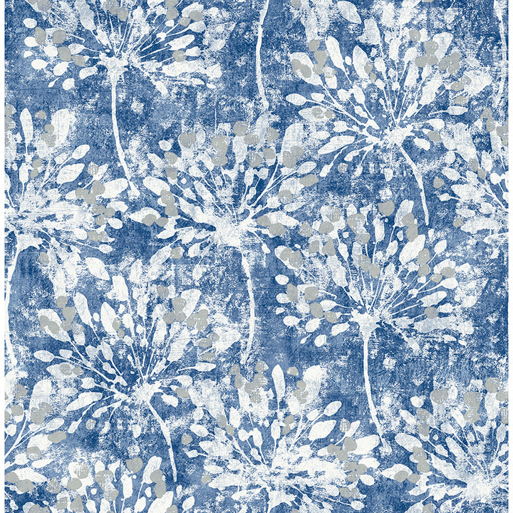 Picture of Dori Blue Painterly Floral Wallpaper