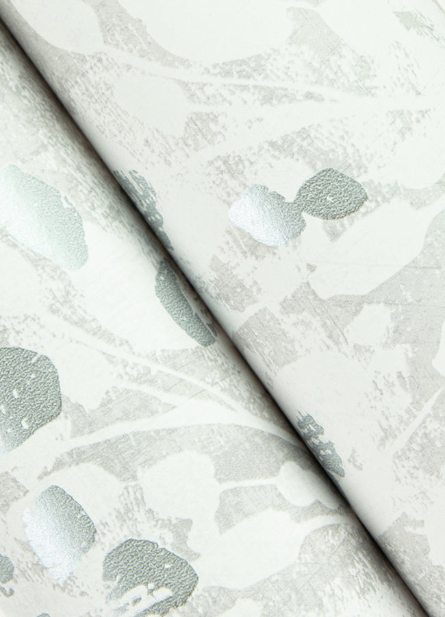 Dori Light Grey Painterly Floral Wallpaper - Brewster Wallcovering