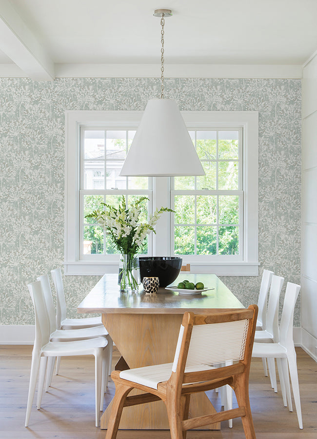 Dori Light Green Painterly Floral Wallpaper - Brewster Wallcovering