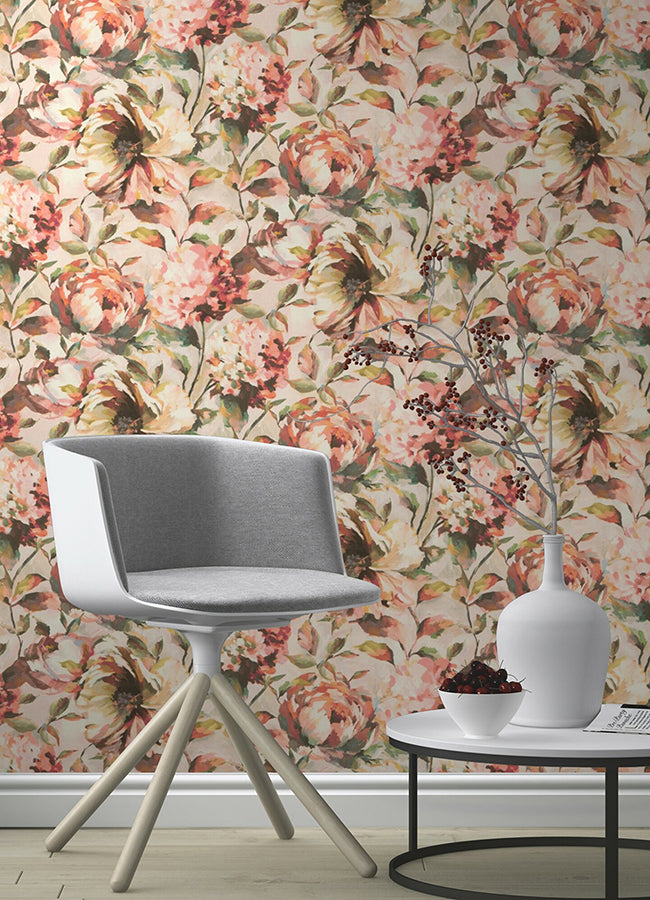 Attia Blush Floral Wallpaper  | Brewster Wallcovering - The WorkRm