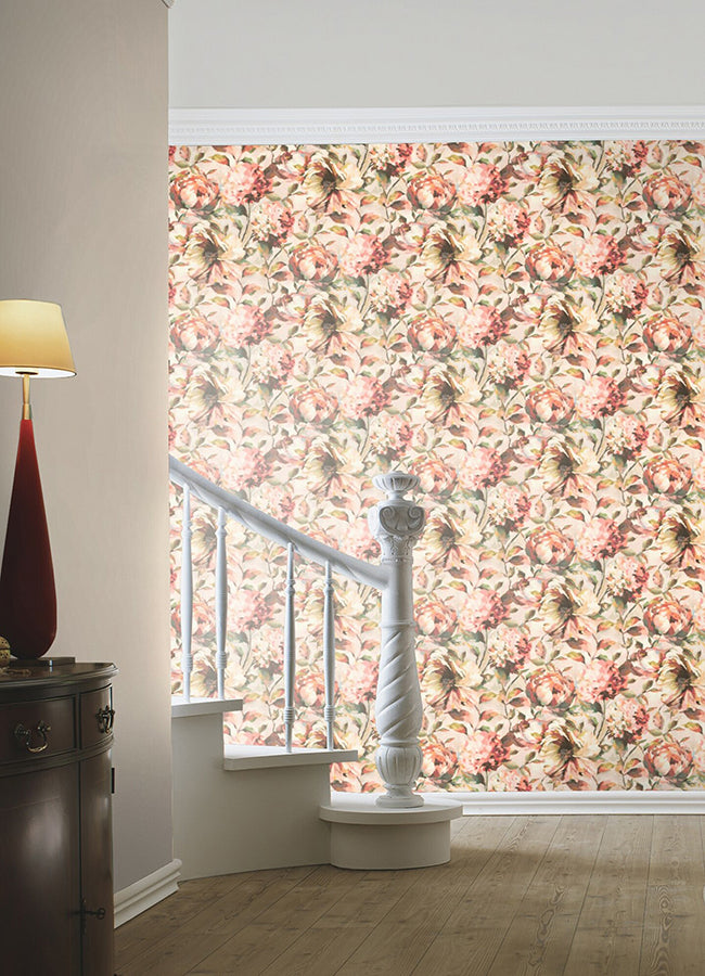 Attia Blush Floral Wallpaper  | Brewster Wallcovering - The WorkRm