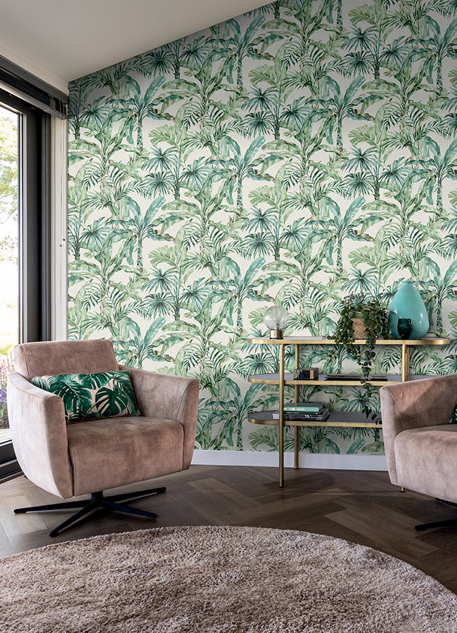 Calle White Tropical Wallpaper  | Brewster Wallcovering - The WorkRm