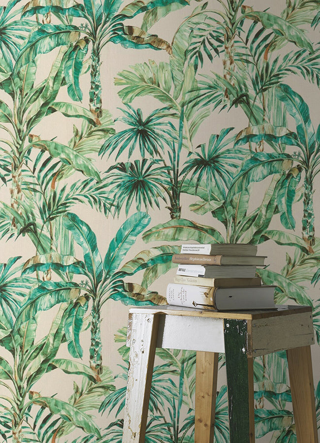 Calle White Tropical Wallpaper  | Brewster Wallcovering - The WorkRm